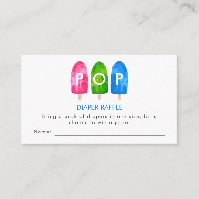 Ready to Pop Diaper Raffle Enclosure Card (Front)