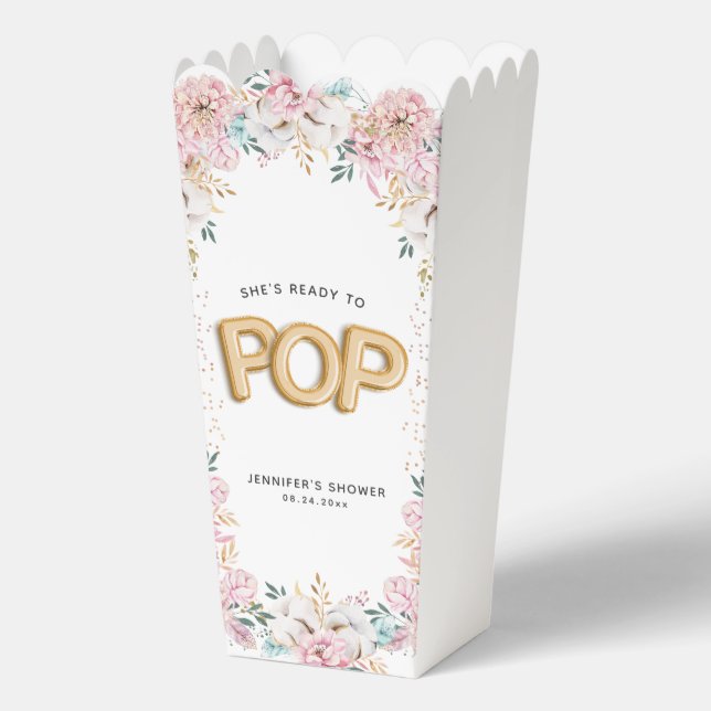 "Ready to Pop" Floral Baby Shower Balloons Favour Box (Front)