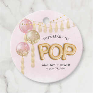 "Ready to Pop" Floral Baby Shower Balloons Favour Tags