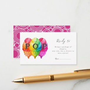 Ready to Pop Ice Cream Gradient Pink Baby Shower Enclosure Card