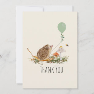 Ready to Pop Mushrooms Hedgehog Baby Shower Thank You Card