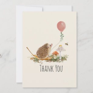 Ready to Pop Mushrooms Hedgehog Balloon Girl  Thank You Card