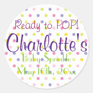 Ready to POP! Pastel Polka Dot Baby Sprinkle Classic Round Sticker
