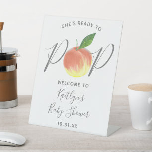 Ready To Pop Peach Baby Shower Welcome Sign