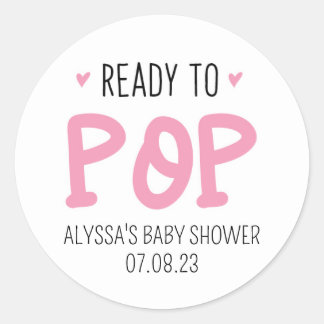 Ready To Pop Pink Baby Shower Sticker