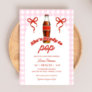 Ready To Pop Pink Girl Soda Baby Shower Invitation