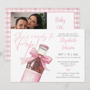 Ready To Pop Pink Soda Bottle Baby Shower Photo Invitation
