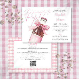 Ready To Pop Pink Soda Bottle QR Code Baby Shower Invitation