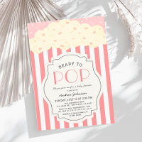 Ready to Pop Popcorn Pink Stripe Girl Baby Shower