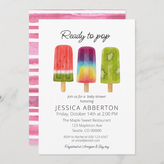 Ready to Pop Popsicle Baby Shower Invitation (Front/Back)