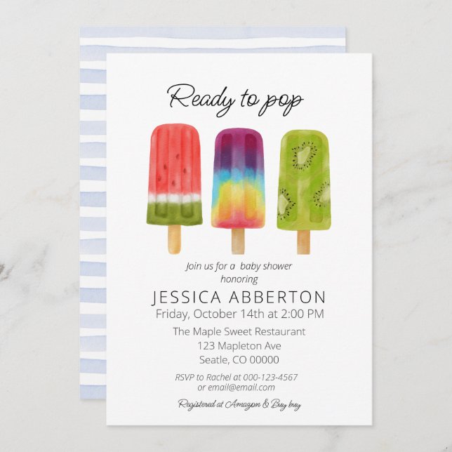 Ready to Pop Popsicle Baby Shower Invitation (Front/Back)