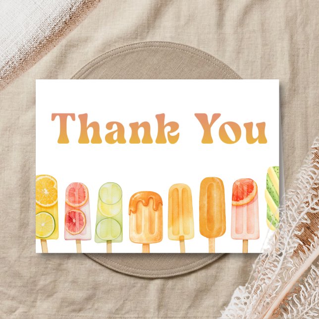 Ready to Pop Popsicle Baby Shower Thank You Card (Popsicle Summer Baby Shower Thank You Card)