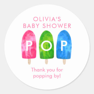 Ready to Pop Popsicle Baby Shower Thank You Classic Round Sticker