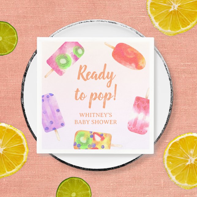 Ready To Pop Popsicle Watercolor Baby Shower Napkin (Ready To Pop Popsicle Watercolor Baby Shower Napkins)