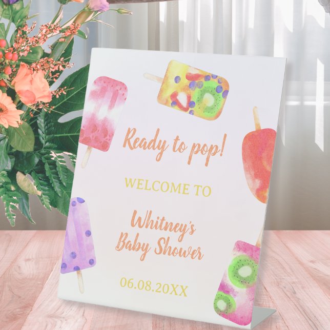 Ready To Pop Popsicle Watercolor Baby Shower Pedestal Sign (Ready To Pop Popsicle Watercolor Baby Shower Pedestal Sign)