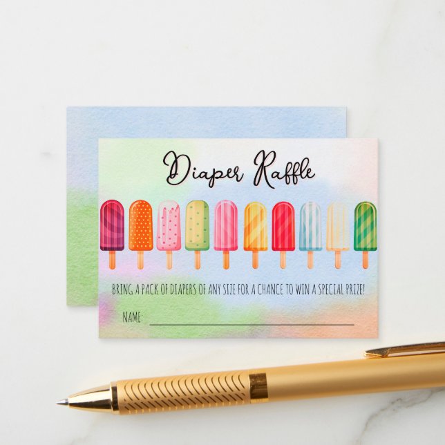 Ready To Pop Popsicles Diaper Raffle Enclosure Card (Front/Back In Situ)