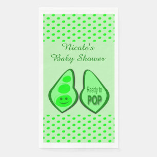 Ready to Pop Pregnant Green Pea Baby Shower Custom Napkin