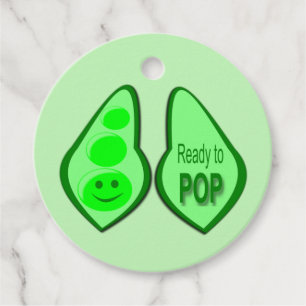 Ready to Pop Pregnant Green Pea Baby Shower Favour Tags