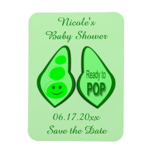 Ready to Pop Pregnant Green Pea Baby Shower Magnet