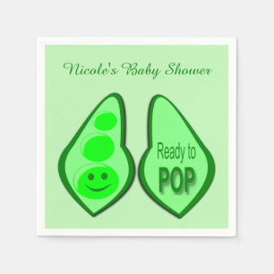 Ready to Pop Pregnant Green Pea Baby Shower Napkin
