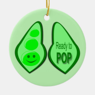 Ready to Pop Pregnant Green Pea Ceramic Tree Decoration