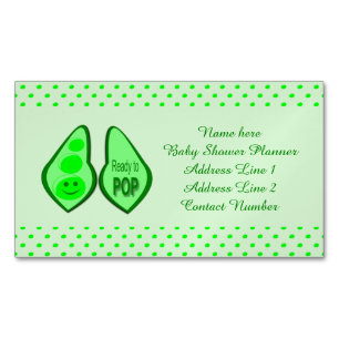 Ready to Pop Pregnant Green Pea Custom Magnetic Business Card