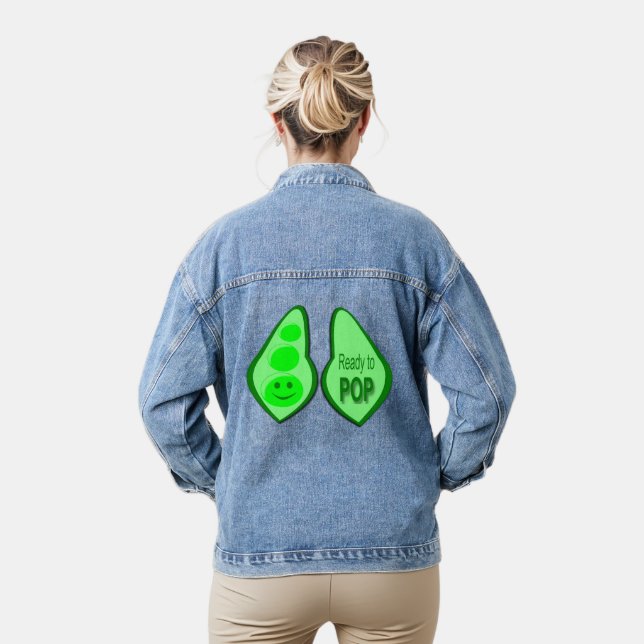 Ready to Pop Pregnant Green Pea Denim Jacket (Model)