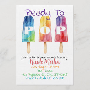 Ready To Pop, Rainbow Popsicle Baby Shower Invitation