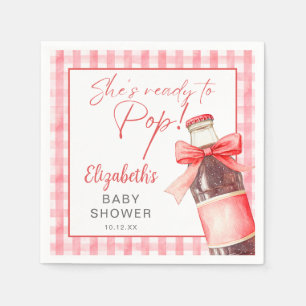 Ready To Pop Red Bow Soda Bottle Baby Shower Napkin