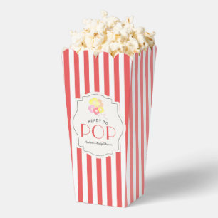 Ready to Pop Red Stripe Baby Shower Popcorn Favour Box