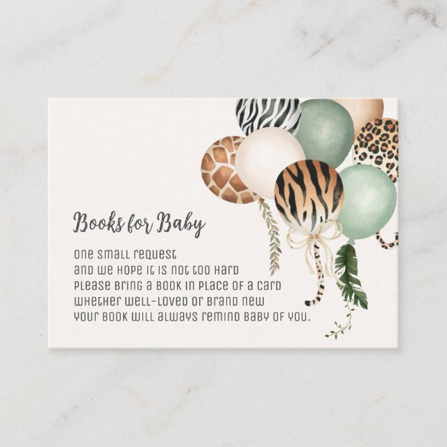 Ready to Pop Safari Books for Baby Request Card (Front)