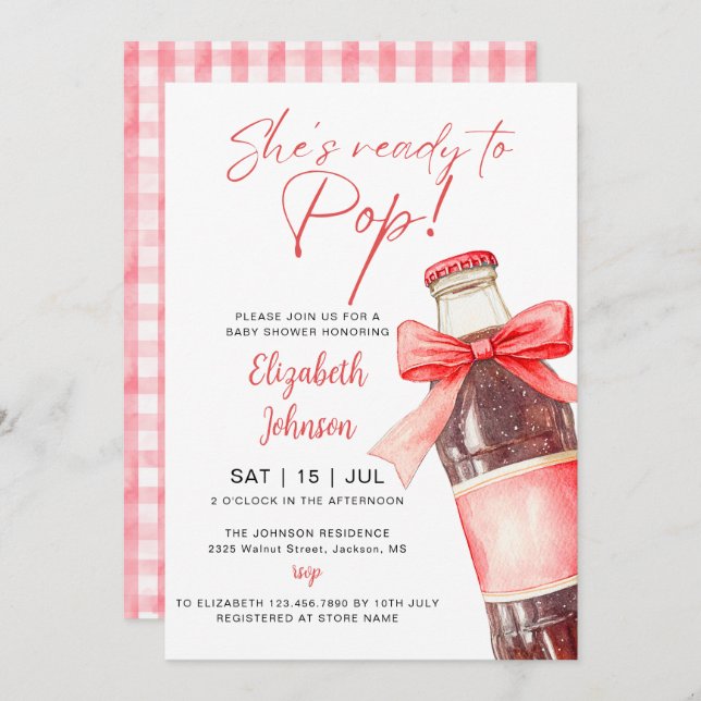 Ready To Pop Soda Bottle Baby Shower All In One Invitation (Front/Back)