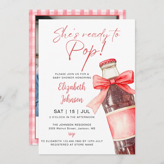 Ready To Pop Soda Bottle Baby Shower Photo Invitation (Front/Back)