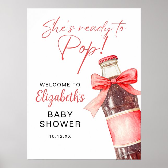 Ready To Pop Soda Bottle Baby Shower Welcome Sign (Front)