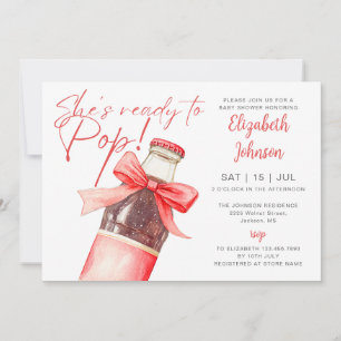 Ready To Pop Soda Bottle Red Bow Baby Shower Invitation