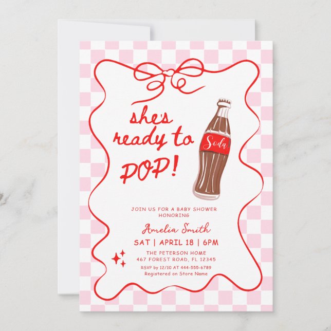 Ready to Pop Soda girl Baby shower Invitation (Front)