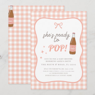 Ready to Pop Soda girl Baby shower Invitation