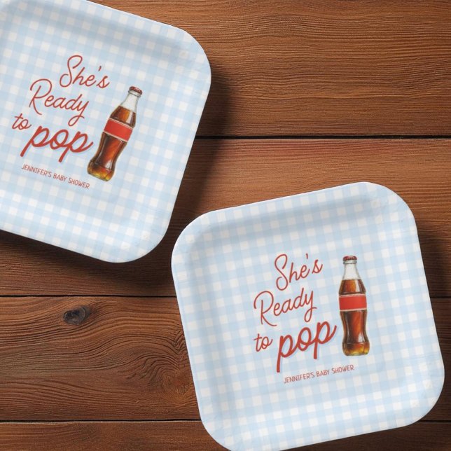 Ready To Pop Soda Pop Cola Boy Baby Shower Paper Plate (Creator Uploaded)
