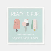 Ready to Pop Summer Baby Shower Napkins Mint Green