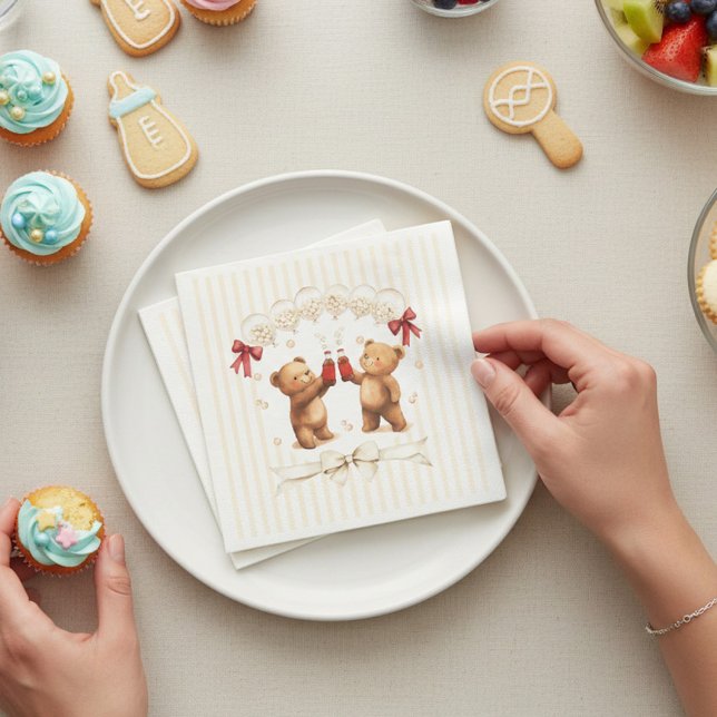 Ready to Pop Teddy Bears Baby Shower Napkins (Creator Uploaded)