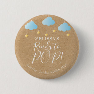Ready to POP Twinkle Twinkle Blue Rustic Kraft 6 Cm Round Badge