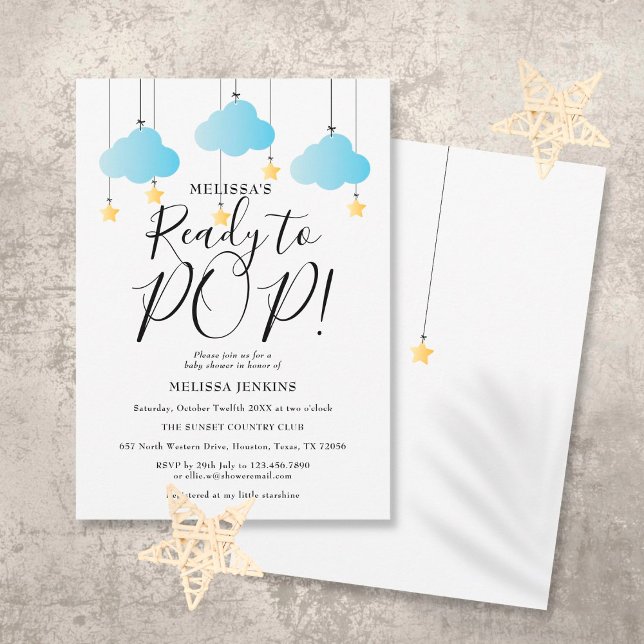 Ready To Pop Twinkle Twinkle Boy Baby Shower Invitation (Creator Uploaded)