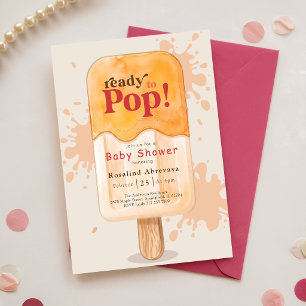 Ready to Pop Watercolor Popsicle Baby Shower Invitation