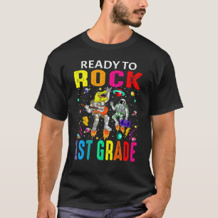 Ready To Rock 1st Grade Astronaut Dinosaur Back To T-Shirt