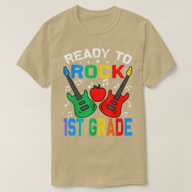 Ready To Rock 1st Grade Back To School Guitar T-Sh T-Shirt (Design Front)