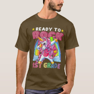 Ready To Rock 1st Grade Dabbing Unicorn Back To Sc T-Shirt