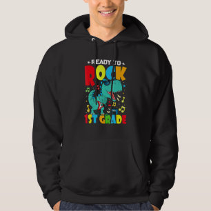 Ready To Rock 1st Grade Dinosaur Back To School Bo Hoodie