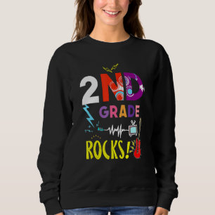 Ready To Rock 2nd Grade Second Teacher Kids Back Sweatshirt