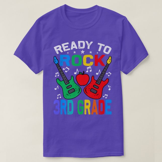 Ready To Rock 3rd Grade Back To School Guitar Prem T-Shirt (Design Front)