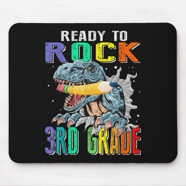 Ready To Rock 3rd Grade Dinosaur Back To School  Mouse Pad (Front)